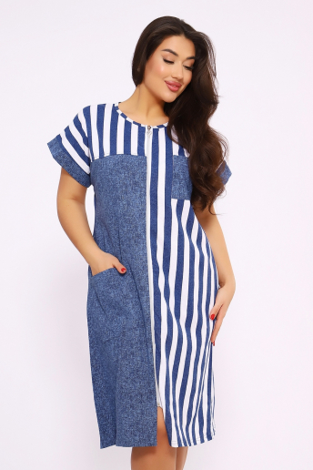 Женский халат Полоска 521 / Синий