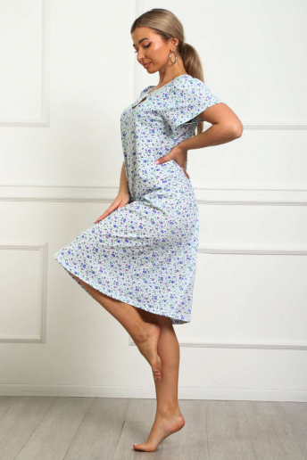 Женская сорочка 29531 / белый + сиреневые цветы