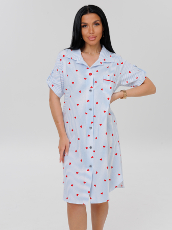 Женский халат Х-101(К) / Голубой (сердечки)