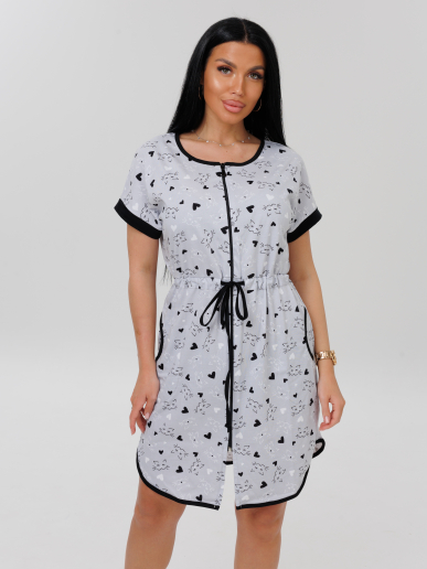 Женский халат Х-140(К) / Серый (сердечки)