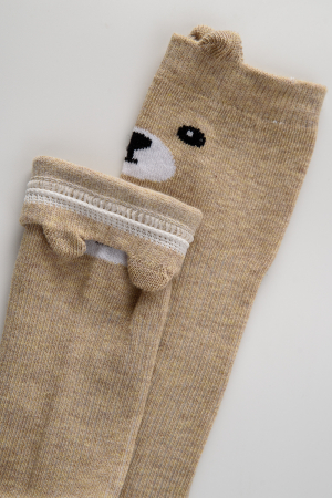 Детские гольфы Мишка и лиса (набор 2 пары) / бежевый, персик