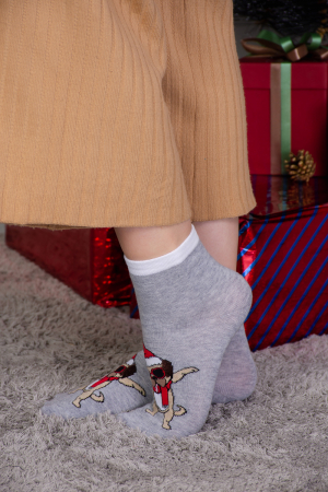 Женские носки  стандарт Символ дружбы (набор 3 пары) / белый, красный, серый