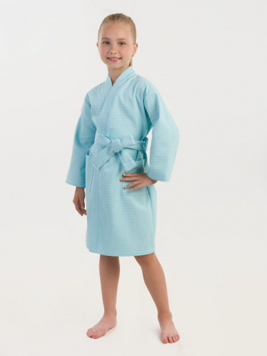 Детский вафельный халат / голубой