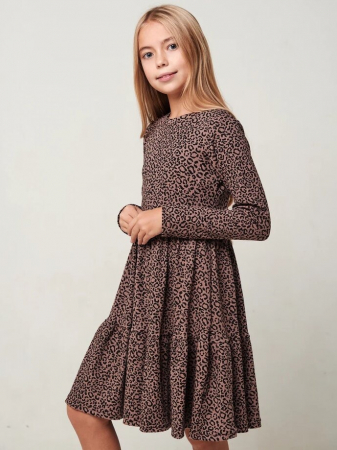 Детское платье "Барби" длинный рукав / Коричневый