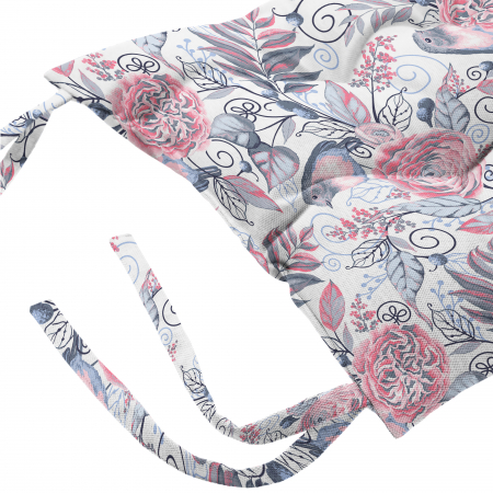 Подушка для стула "Verossa" с тафтингом 40/40 Птички серые