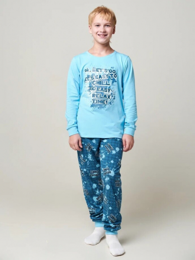 Детская пижама "Патруль" длинный рукав / Голубой