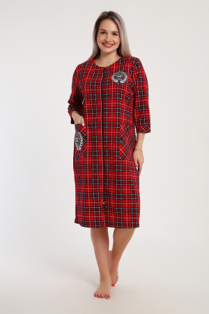 Женский халат Клетка 525 / Красный