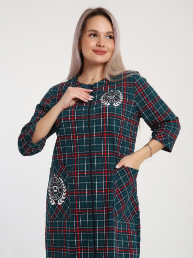 Женский халат Клетка 525 / Зеленый