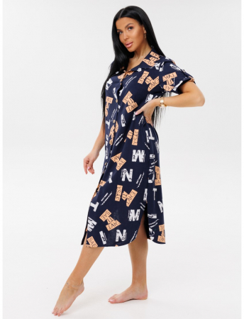 Женский халат Х-105(К) / Темно-синий (надписи)