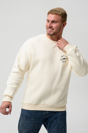 Мужской свитшот 8559 / молочный+БМВ