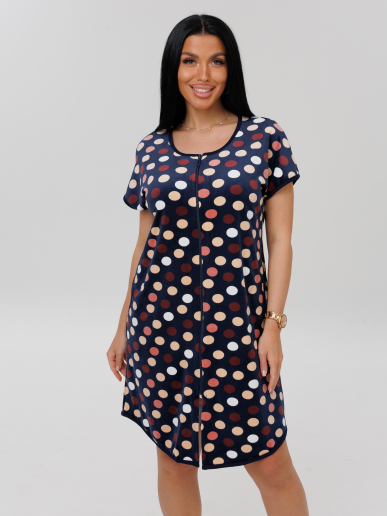 Женский халат Х-144(В) / Темно-синий (горох)