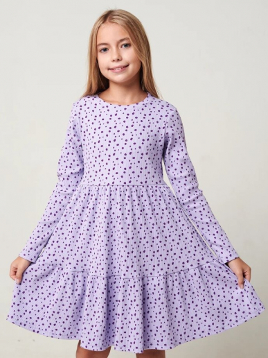 Детское платье "Барби" длинный рукав / Сиреневый