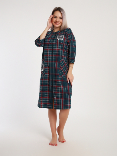 Женский халат Клетка 525 / Зеленый