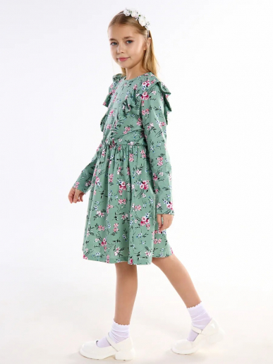 Детское платье "Красотка" / Веточки на зеленом