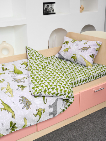 Детское постельное белье поплин с простыней на резинке / Юрский период