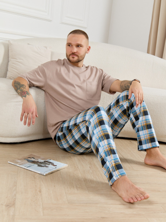 Брюки мужские Тор-1  / клетка бирюза