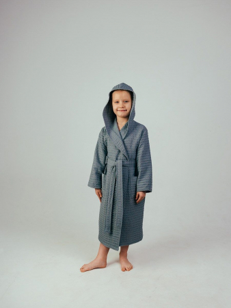 Детский вафельный халат "Комфорт" / серый