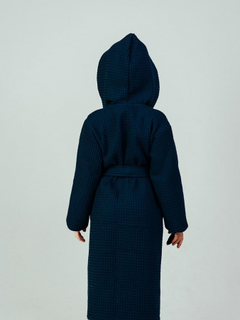 Детский вафельный халат "Комфорт" / темно-синий