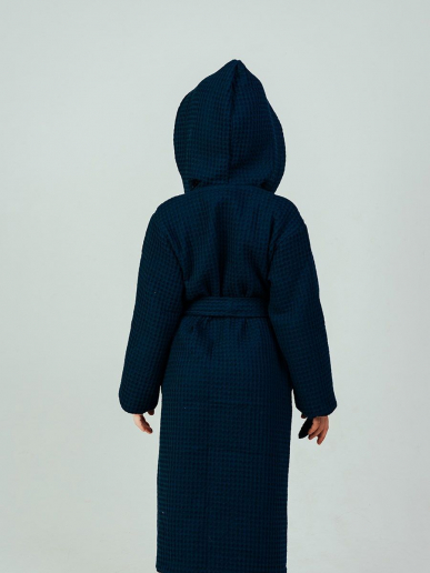 Детский вафельный халат "Комфорт" / темно-синий