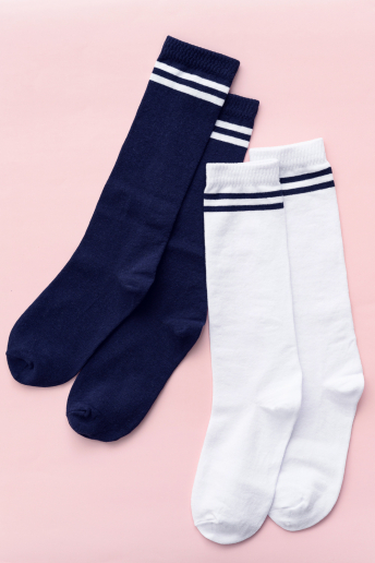 Гольфы женские Школа (набор 2 пары) / белый, темно-синий