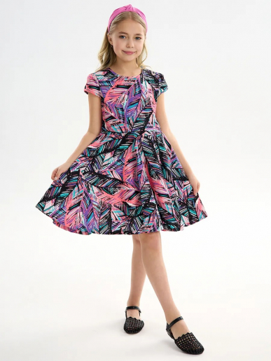 Детское платье "Птичка" / Тропики розовые