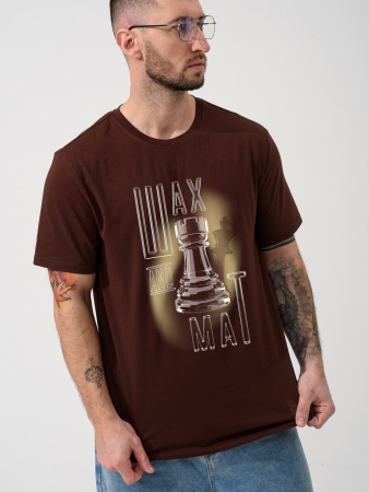 Мужская футболка "Шах и мат" 2439-К / Коричневый