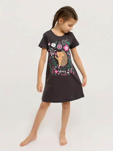 Детская сорочка "Ёжик" / Темно-серый арт. дк311с