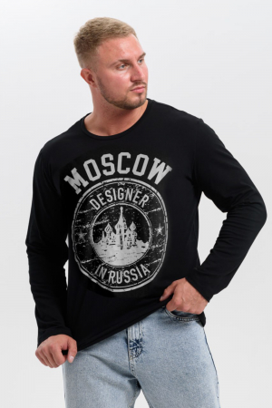 Футболка 8573 с длинным рукавом / черный+Москва