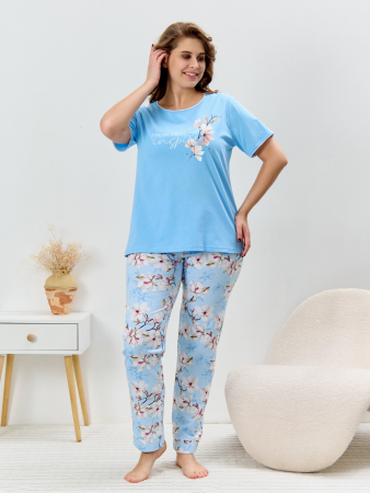 Женская пижама Узор-2 П-502 / голубой