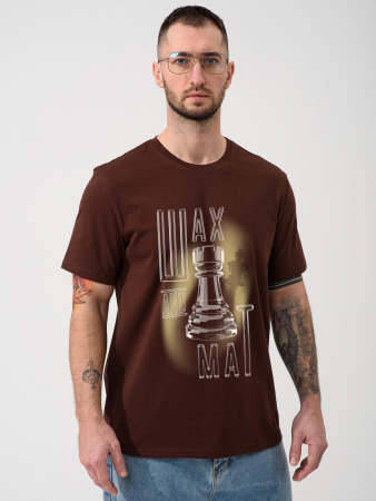 Мужская футболка "Шах и мат" 2439-К / Коричневый