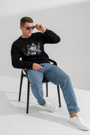 Мужской свитшот 8559 / черный+лев