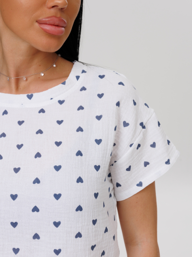 Женский костюм К-227(М) / Белый (синие сердечки)