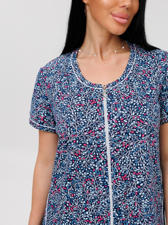 Женский халат Х-95(К) / Синий (веточки)