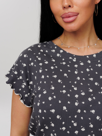 Женская пижама П-109(Л) / Серый (цветы)