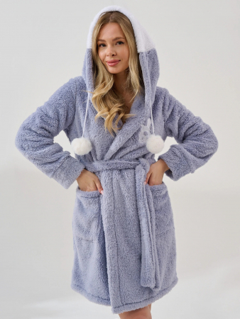 Женский халат "Заяц Аниме" 2023-Вф / Сиреневый