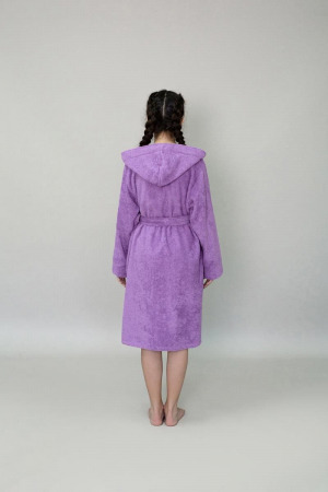 Детский махровый халат с капюшоном / сиреневый