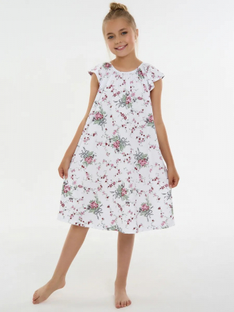 Детская сорочка "Луна" / Цветочки на белом