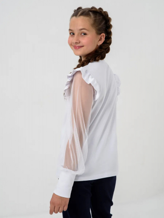 Детская блузка "Яра" длинный рукав / Белый