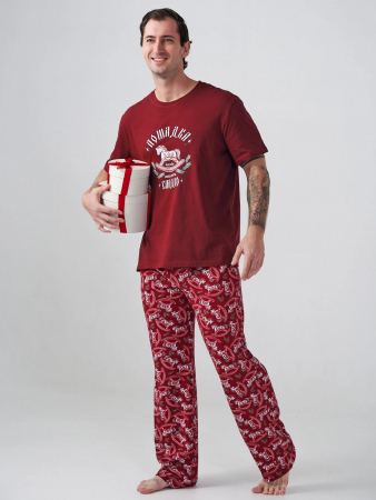 Мужская пижама "Лошадка" 2415-К / Бордовый
