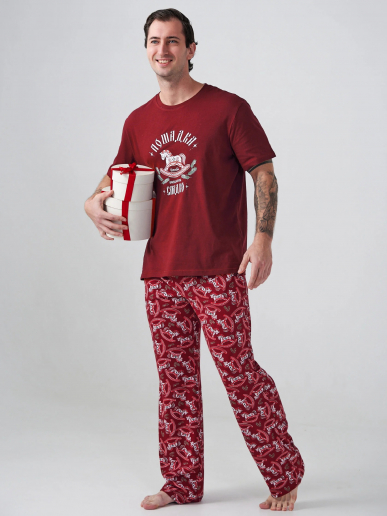 Мужская пижама "Лошадка" 2415-К / Бордовый