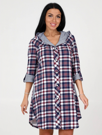 Женская туника с капюшоном ТК-342 / Сине-красная рябь