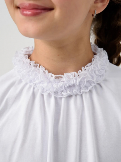 Детская блузка "Кайли" длинный рукав / Белый