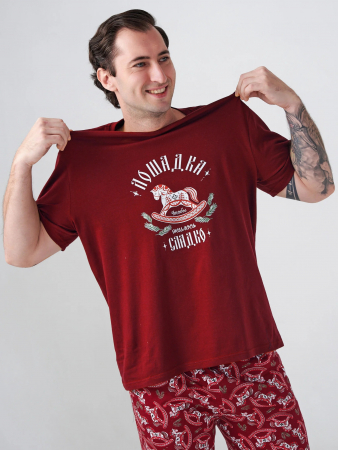 Мужская пижама "Лошадка" 2415-К / Бордовый