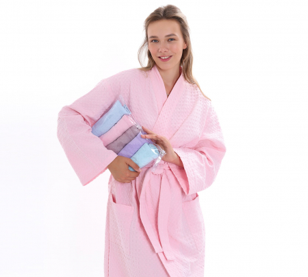 Халат вафельный Relax / розовый