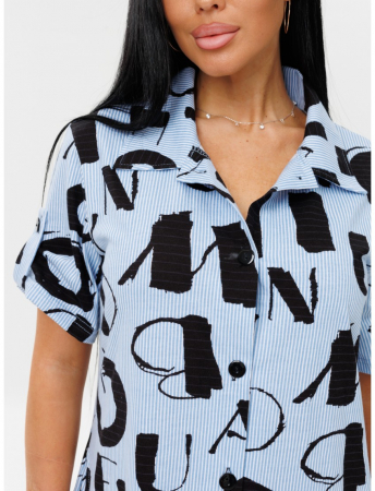 Женский халат Х-105(К) / Голубой (буквы)