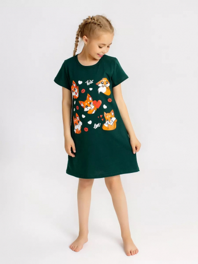 Детская сорочка "Мультяшки" / Изумрудный арт. дк230и