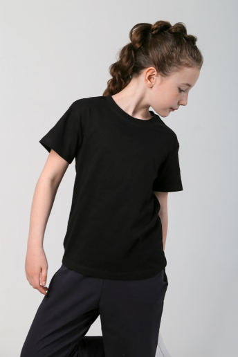 Футболка для девочки Бэйсик-1 / Черный