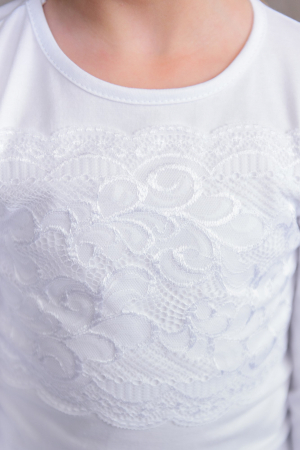 Водолазка подростковая с кружевом из кулирки с лайкрой Снежинка / Белый