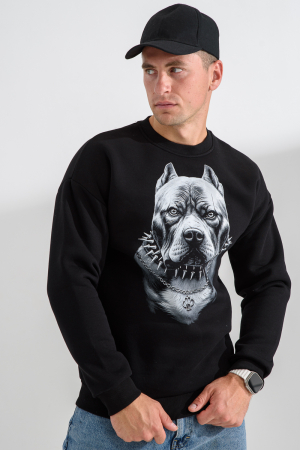 Мужской свитшот 8559 / черный+питбуль