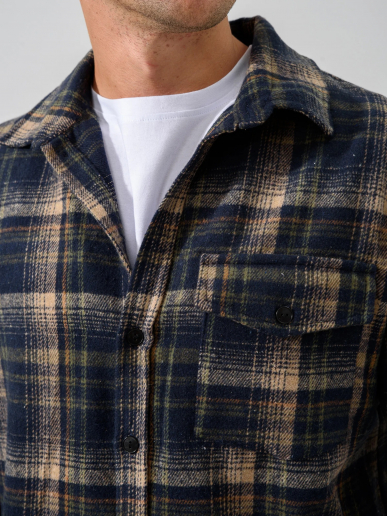 Мужская сорочка верхняя "Скандинавия" 2381-Ф / Сине-зеленый